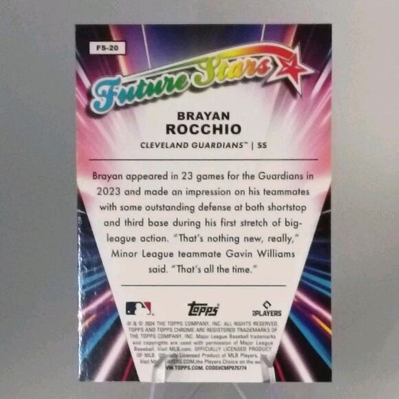 2024 Topps Chrome - Future Stars Brayan Rocchio #FS-20 REFRACTOR - Picture 3 of 4